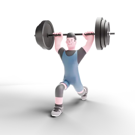 Levantador de peso masculino levantando peso  3D Illustration