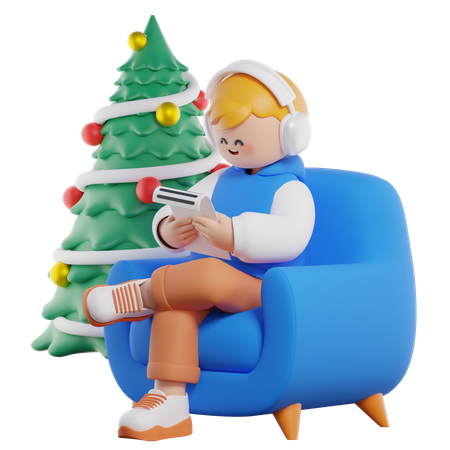 Leyendo la carta de navidad  3D Illustration