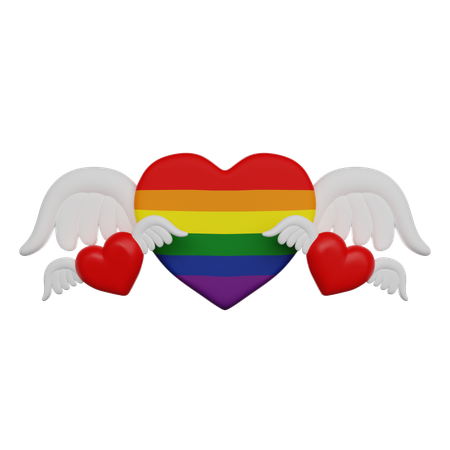 Coeurs lgbt avec des ailes  3D Icon