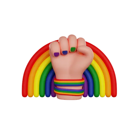LGBTQ Fist Rainbow LGBT Pride Month Human Rights 3 D Render Icon 3D Icon