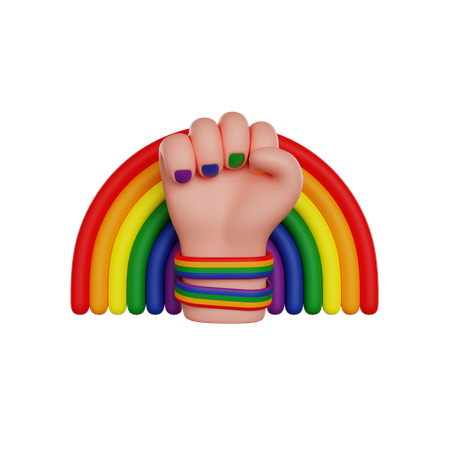 Lgbt Fist And Rainbow 3D Icon