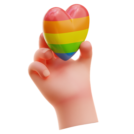 LGBT Herz halten  3D Illustration