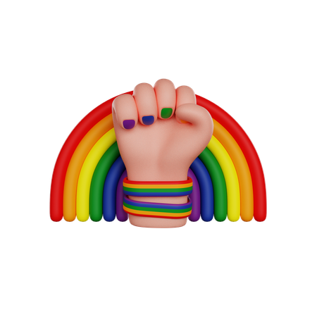 Punho lgbt e arco-íris  3D Icon