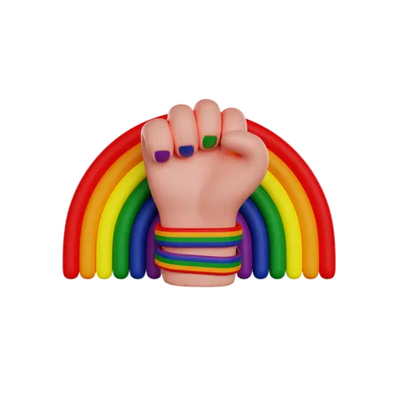 Punho lgbt e arco-íris  3D Icon