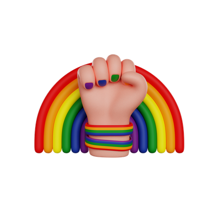 Puño lgbt y arcoiris  3D Icon