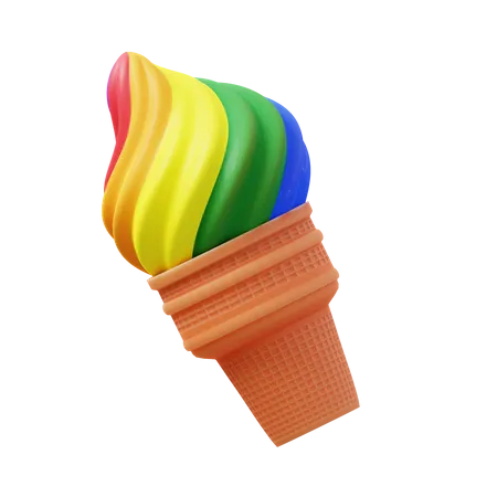 Cono de helado lgbtq  3D Icon