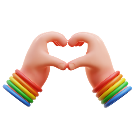 Lgbtq Heart Hand  3D Icon