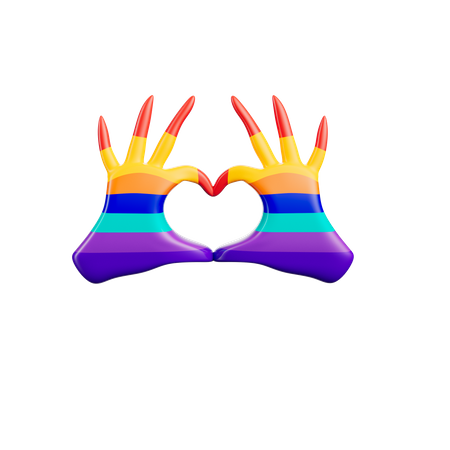 Lgbtq Heart Hand  3D Icon