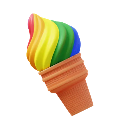 Lgbtq Ice Cream Cone  3D Icon