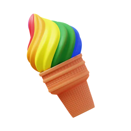 Lgbtq Ice Cream Cone  3D Icon