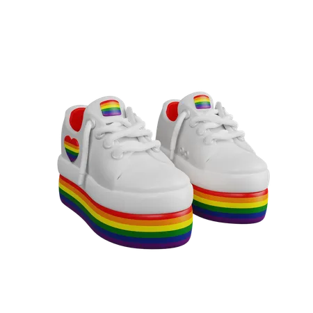 Rainbow Shoes Pride Month 3 D Render Icon 3D Icon