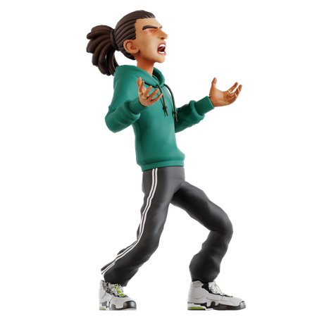 L'homme crie de peur  3D Icon