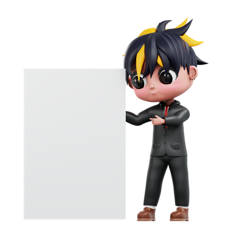 L'homme d'affaires affiche un espace blanc  3D Icon