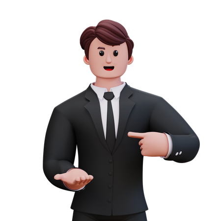 L'homme d'affaires donne un signe de direction  3D Illustration