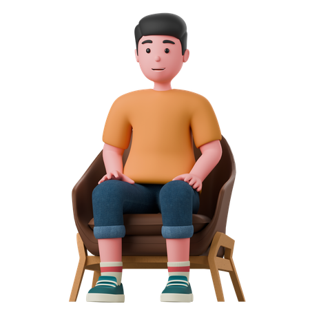 L'homme est assis dans un fauteuil  3D Illustration