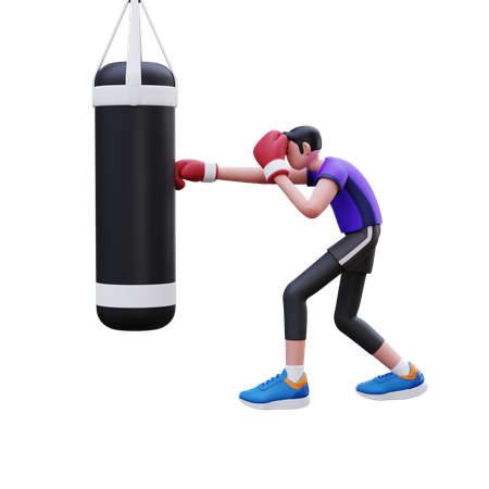 L'homme fait de la boxe  3D Illustration