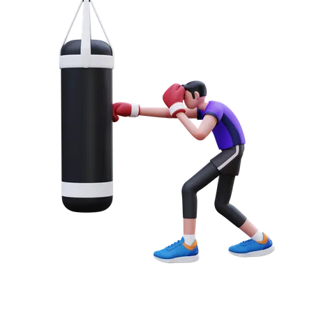 L'homme fait de la boxe  3D Illustration