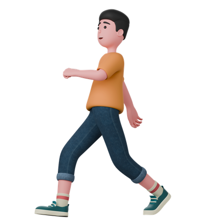 Un homme heureux marche  3D Illustration