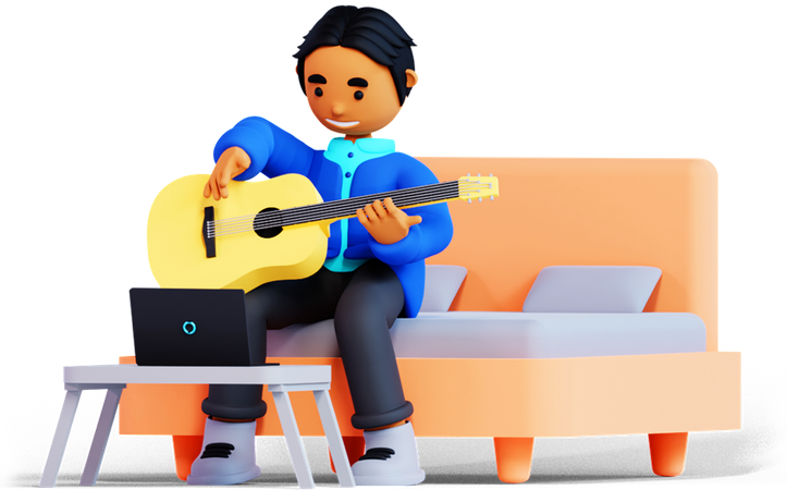 L'homme joue de la guitare  3D Illustration