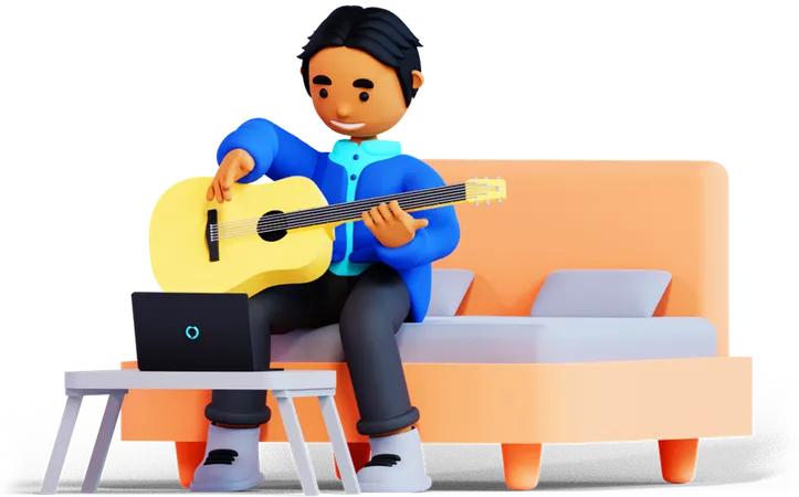 L'homme joue de la guitare  3D Illustration