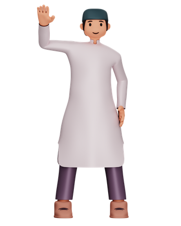 L'homme musulman est en pose de salutation  3D Illustration