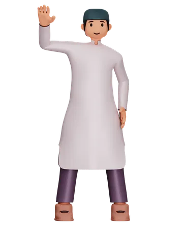 L'homme musulman est en pose de salutation  3D Illustration