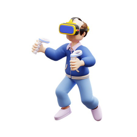 L'homme porte des lunettes vr  3D Illustration