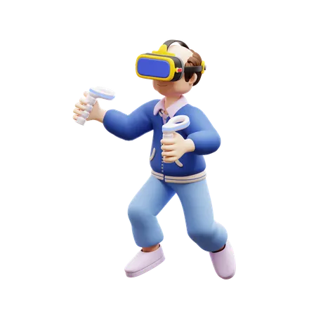 L'homme porte des lunettes vr  3D Illustration