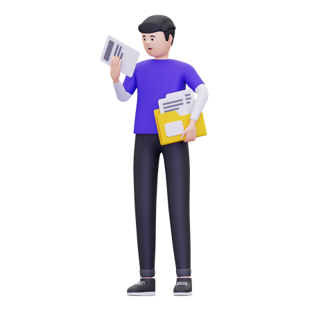 L'homme tient un fichier texte  3D Icon