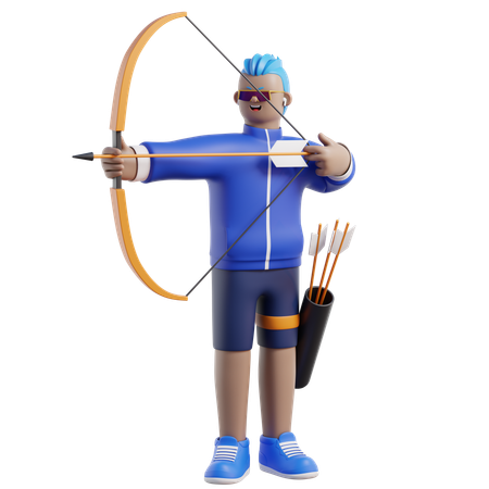 L'homme vise un arc sur une cible  3D Icon