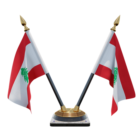 Porte-drapeau à double bureau du Liban  3D Flag