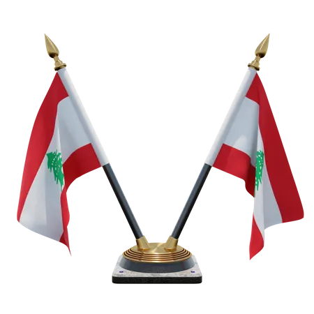 Porte-drapeau à double bureau du Liban  3D Flag