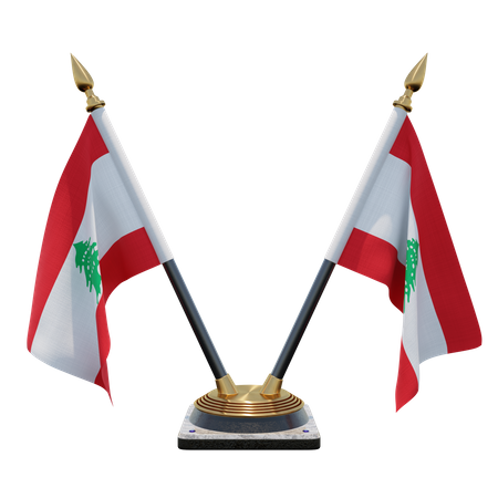 Soporte para bandera de escritorio doble (V) de Líbano  3D Icon