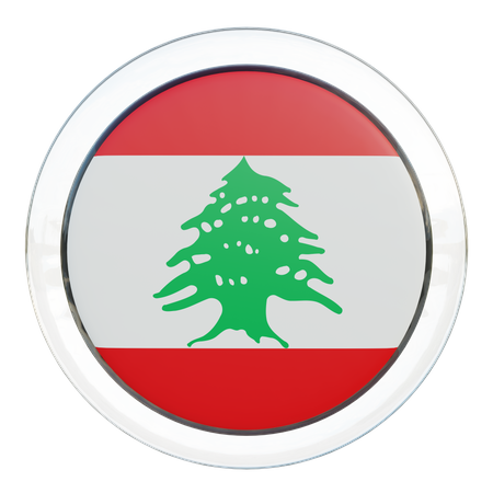 Libanon Runde Flagge  3D Icon