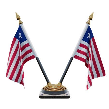 Soporte para bandera de escritorio doble (V) de Liberia  3D Icon