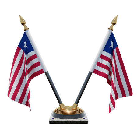 Doppelter Tischflaggenständer für Liberia  3D Flag