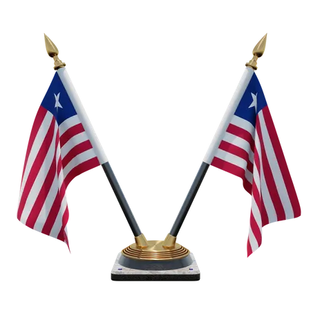 Soporte de bandera de escritorio doble liberia  3D Flag