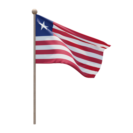 Liberia Flag Pole  3D Flag