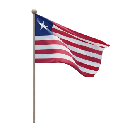 Liberia Flag Pole  3D Flag