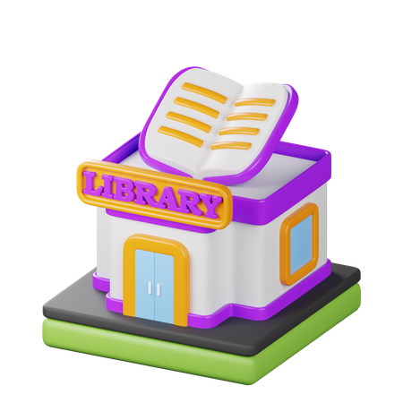 図書館  3D Icon