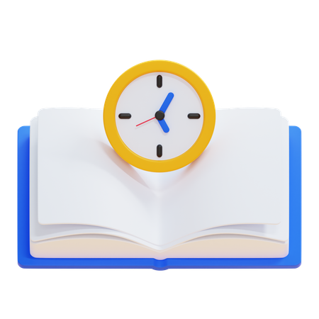 Libro abierto con un reloj  3D Icon