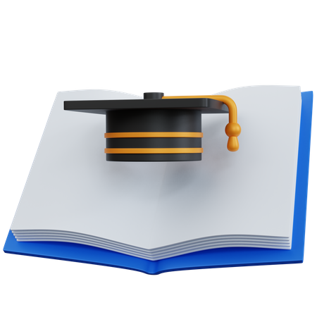 Libro abierto vacío con sombrero de graduación  3D Icon