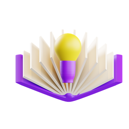 Libro con lámpara de idea  3D Icon