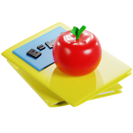 Libro de estudio de física con manzana  3D Icon