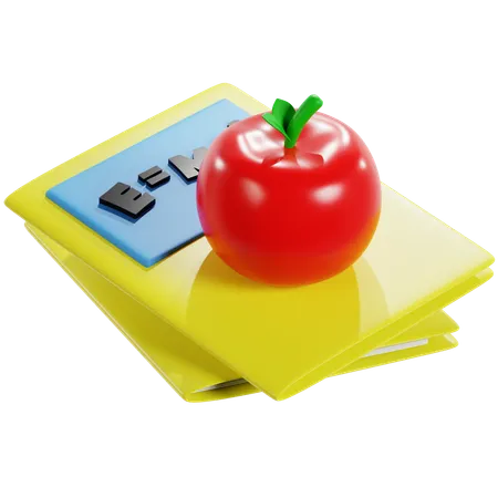 Libro de estudio de física con manzana  3D Icon