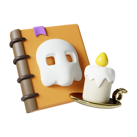 Libro de halloween con vela  3D Icon
