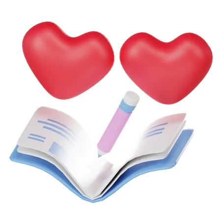 Libro de historia de amor  3D Icon