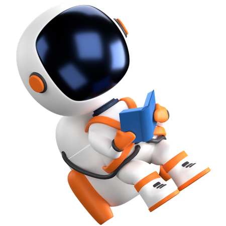 Libro de lectura de astronauta  3D Illustration