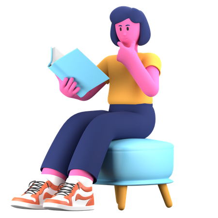 Libro de lectura de niña  3D Icon