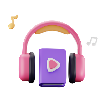 Libro y auriculares  3D Icon